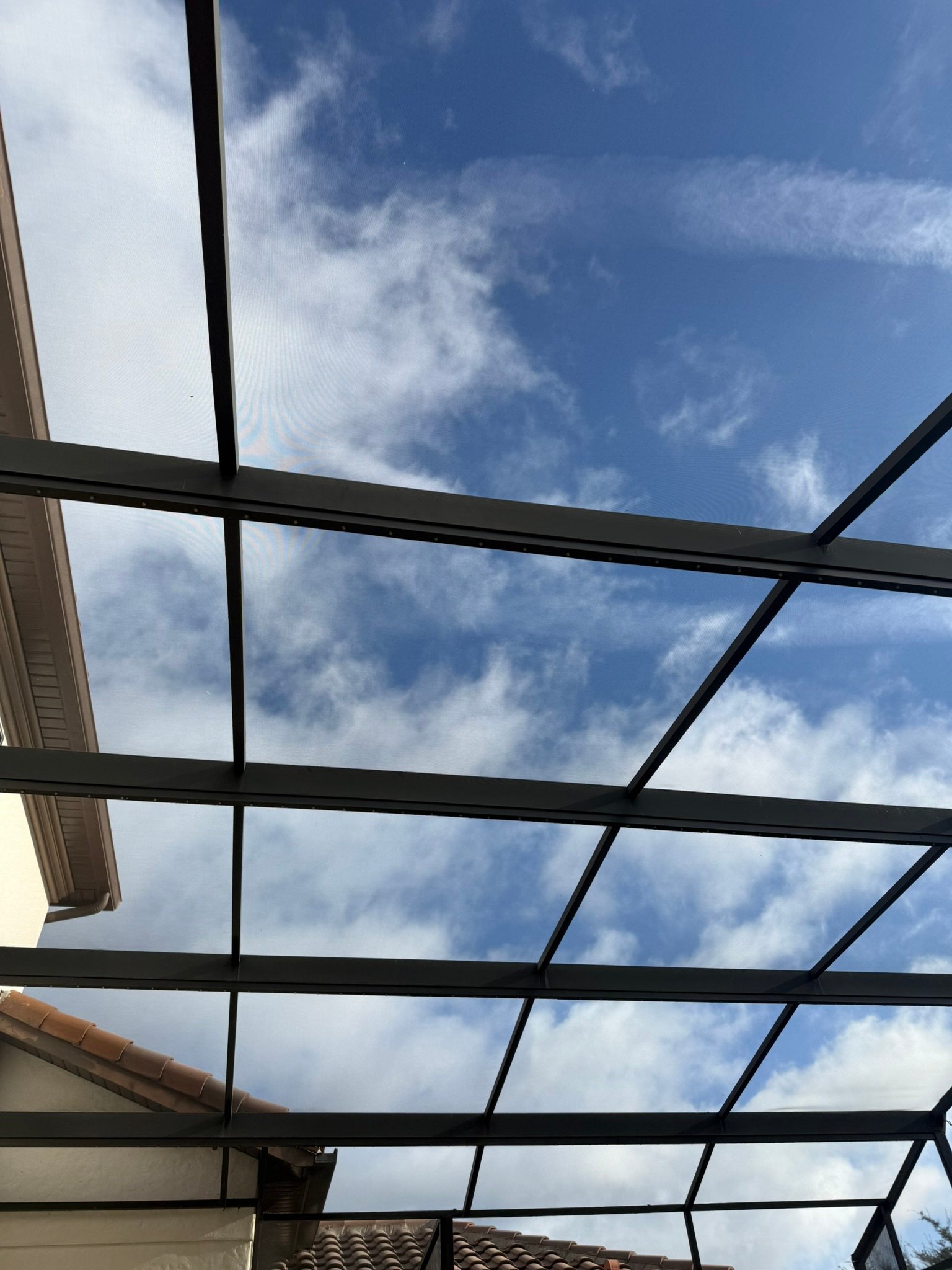 Screen mesh and enclosure components ready for installation